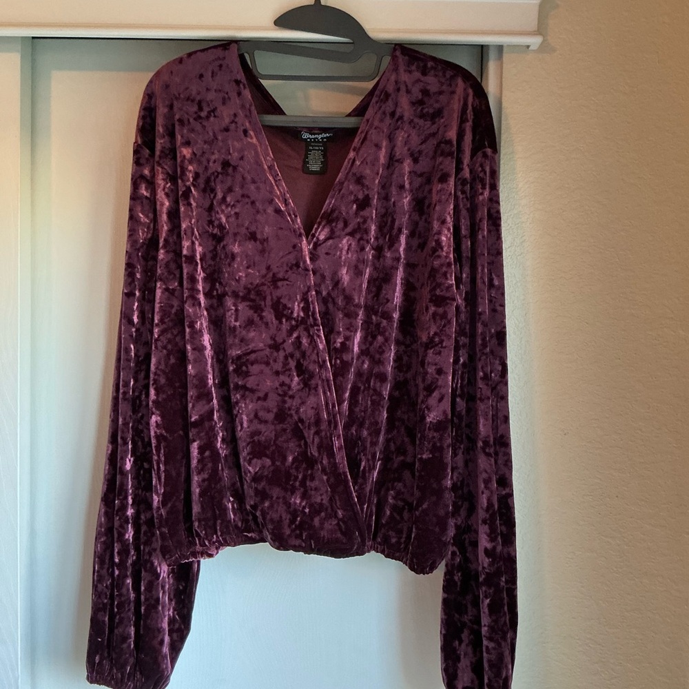 Luxurious Velvet Wrap Blouse in Rich Purple